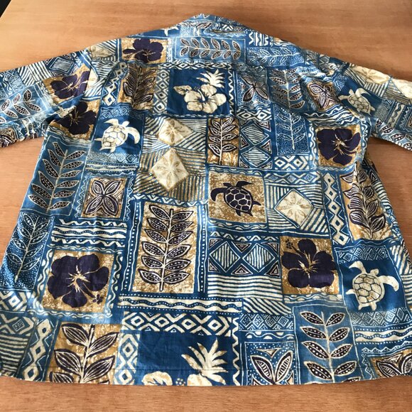 Blue Hawaii Hawaiian Shirt Men XL Blue Turtle Button Up Pocket Short Sleeve - Picture 2 of 11